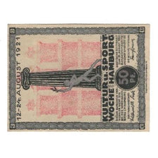 Banconote, Germania, Hamburg Kultur und Sportwoche, 50 Pfennig, navire, 1921