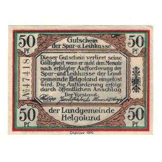 Banknote, Germany, Helgoland Spar & Leihkasse der Landgemeinde, 50 Pfennig