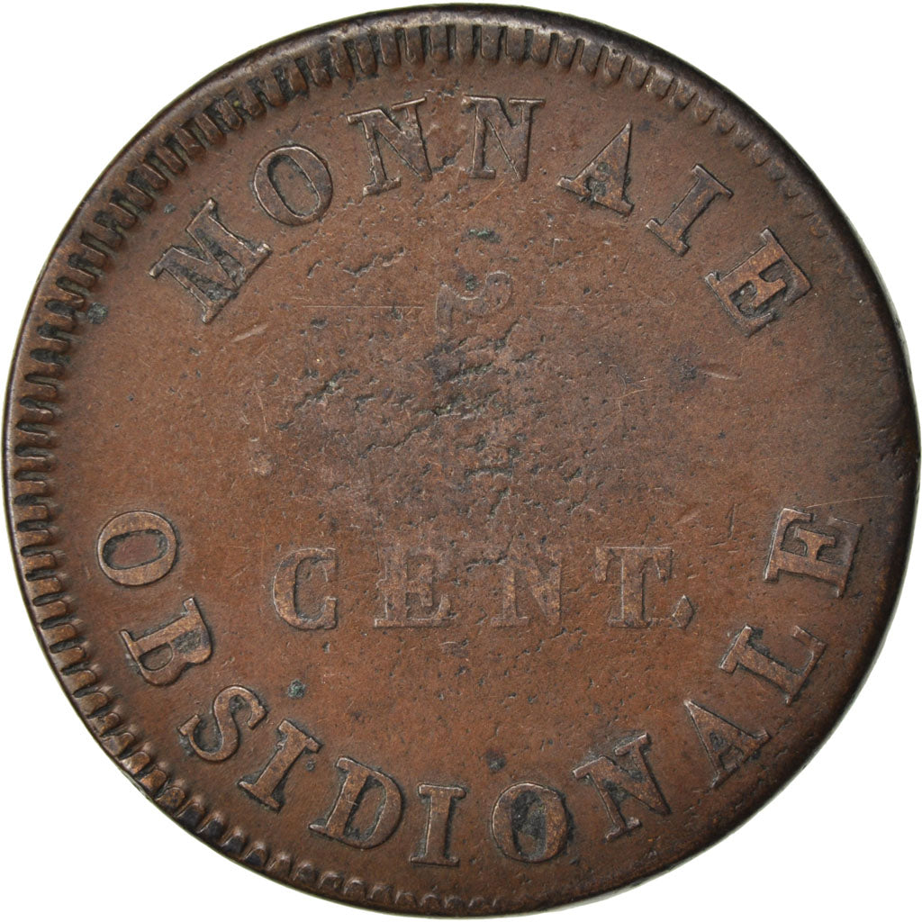 FRENCH STATES, 5 Centimes, 1814, Anvers, KM #2.2, VF(20-25), Bronze, Gadoury...