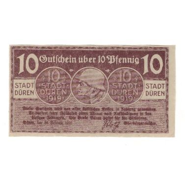 Billet, Allemagne, Duren Stadt, 10 Pfennig, valeur faciale, 1920, 1920-02-20