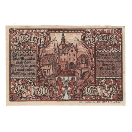 Geldschein, Deutschland, Kirn a.d. Nahe Stadt, 50 Pfennig, personnage, 1920