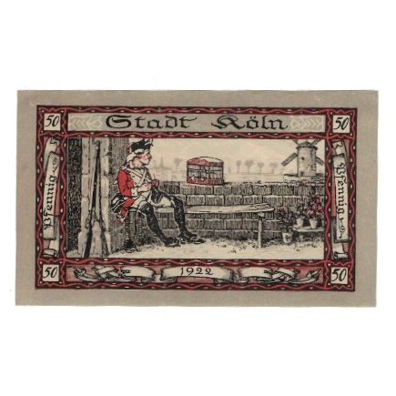 Billet, Allemagne, Köln Stadt, 50 Pfennig, personnage 2, 1922, 1922-08-15, SUP