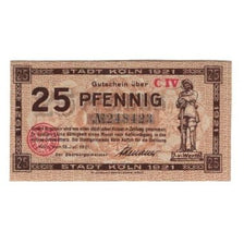 Banknote, Germany, Köln Stadt, 25 Pfennig, personnage, 1921, 1921-07-13