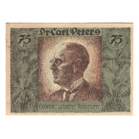 Banknote, Germany, Berlin Deutsch-Hanseatischer Kolonialgedanktag, 75 Pfennig