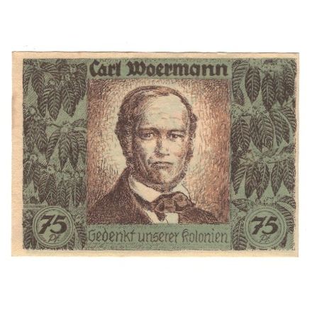 Banknote, Germany, Berlin Deutsch-Hanseatischer Kolonialgedanktag, 75 Pfennig