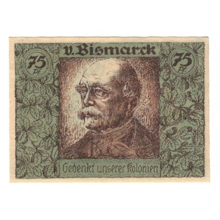 Banknote, Germany, Berlin Deutsch-Hanseatischer Kolonialgedanktag, 75 Pfennig