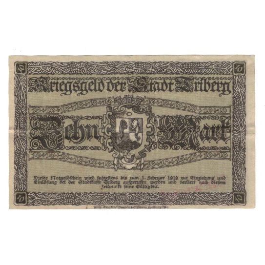 Banknote, Germany, Triberg Stadt, 10 Mark, Blason, 1919, 1919-02-01, AU(55-58)