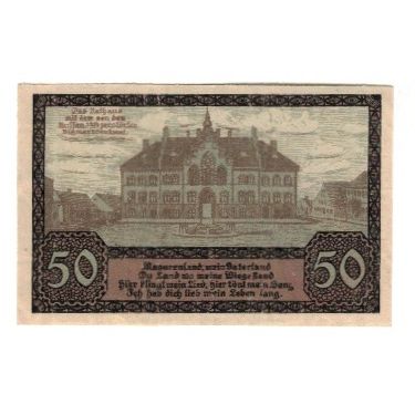 Billet, Allemagne, Johannisburg Stadt, 50 Pfennig, Batiment, 1921, 1921-10-01