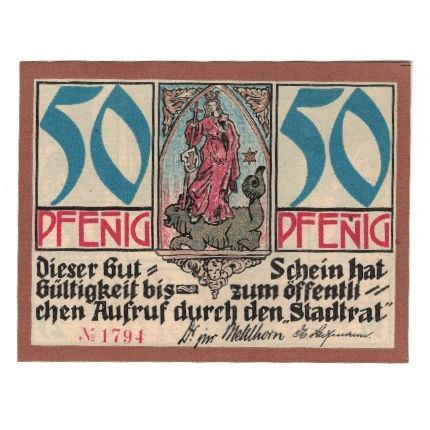 Banknote, Germany, Kahla Stadt, 50 Pfennig, personnage, 1921, AU(55-58)