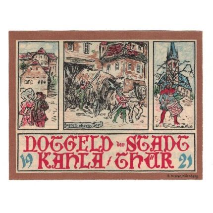 Banknote, Germany, Kahla Stadt, 50 Pfennig, personnage, 1921, AU(55-58)