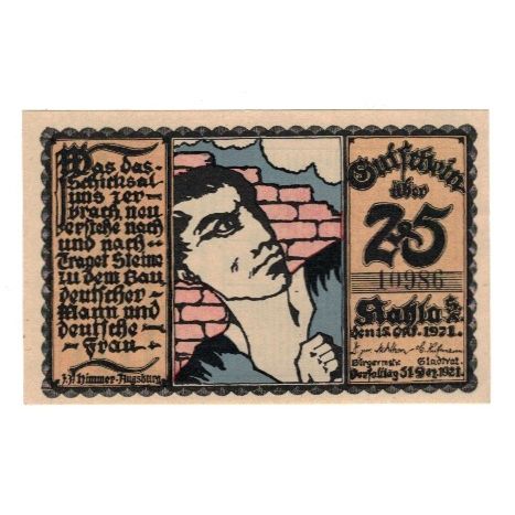 Banknote, Germany, Kahla Stadt, 25 Pfennig, graphique, 1921, 1921-12-31
