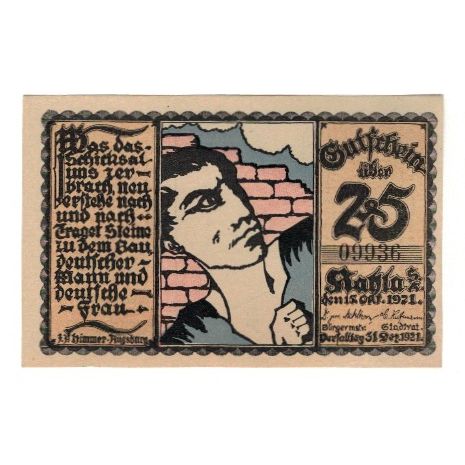 Banknote, Germany, Kahla Stadt, 25 Pfennig, Graphique 2, 1921, 1921-12-31