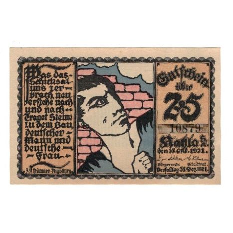 Banknote, Germany, Kahla Stadt, 25 Pfennig, Graphique 3, 1921, 1921-12-31