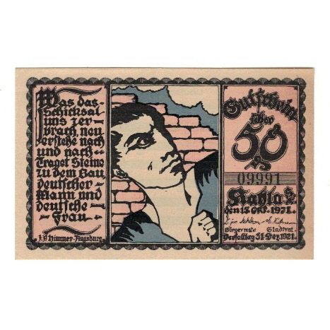 Banknote, Germany, Kahla Stadt, 50 Pfennig, graphique, 1921, 1921-12-31