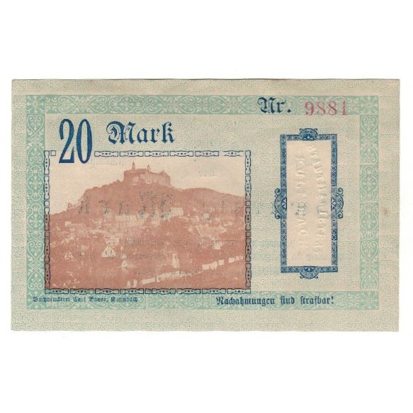 Banknote, Germany, Kulmbach Stadt, 20 Mark, paysage, 1919, 1919-01-31