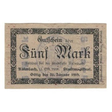 Banknote, Germany, Kulmbach Stadt, 5 Mark, Blason, 1919, 1919-01-31, AU(55-58)