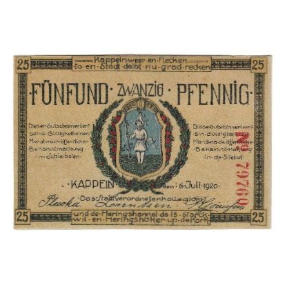 Billet, Allemagne, Kappeln Stadt, 25 Pfennig, personnage, 1920, 1920-07-06, SUP