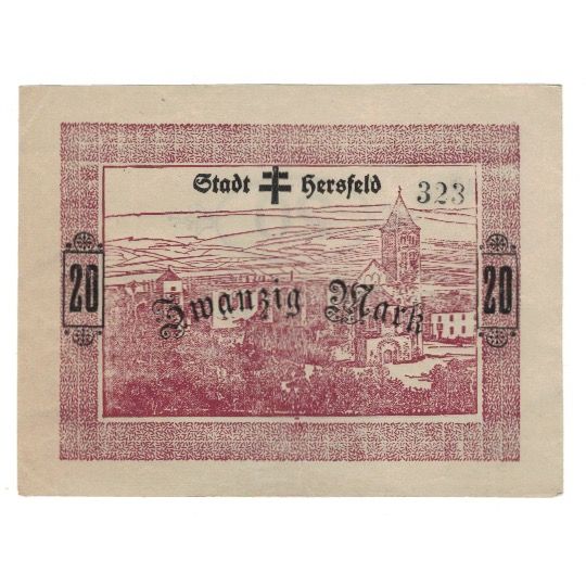 Banknote, Germany, Hersfeld Stadt, 20 Mark, Texte, 1919, 1919-01-31, AU(55-58)