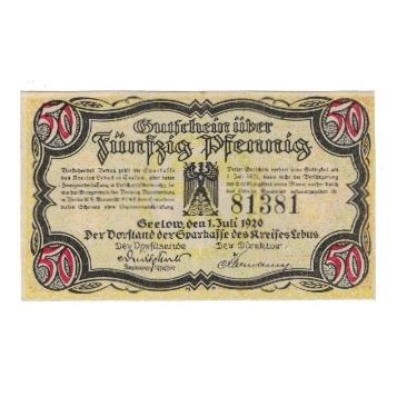 Banknote, Germany, Lebus Sparkasse des Kreises Lebus in Seelow, 50 Pfennig