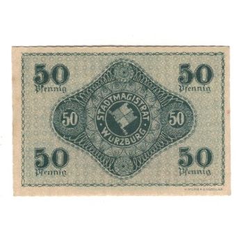 Banconote, Germania, Würzburg Stadt, 50 Pfennig, valeur faciale, Undated