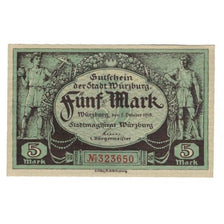 Banknote, Germany, Würzburg Stadt, 5 Mark, paysage, 1918, 1918-10-08, AU(55-58)