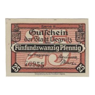 Banknote, Germany, Liegnitz Stadt, 25 Pfennig, paysage, undated (1920)