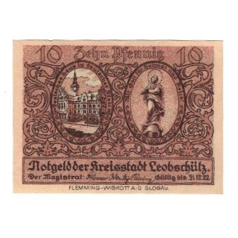 Banknote, Germany, Leobschütz Stadt, 10 Pfennig, Texte, 1922, 1922-12-31