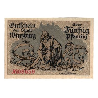 Billete, Alemania, Würzburg Stadt, 50 Pfennig, valeur faciale, EBC, Mehl:W65.8