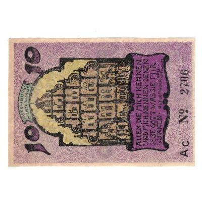 Banknote, Germany, Lemgo Stadt, 10 Pfennig, Batiment, 1921, 1921-05-25
