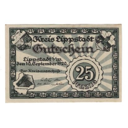 Billet, Allemagne, Lippstadt Kreis, 25 Pfennig, Eglise, 1920, 1920-09-10, SUP