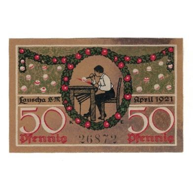 Banknote, Germany, Lauscha Gemeinde, 50 Pfennig, personnage, 1921, AU(55-58)