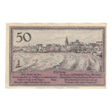 Banknote, Germany, Lyck Stadt, 50 Pfennig, paysage, 1920, 1920-10-01, AU(55-58)