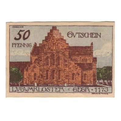 Banknote, Germany, Lügumkloster Bürgermeister, 50 Pfennig, Batiment, 1920