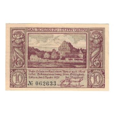 Geldschein, Deutschland, Lötzen Stadt, 10 Pfennig, Poissons, 1920, 1920-11-01