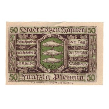 Geldschein, Deutschland, Lötzen Stadt, 50 Pfennig, Poissons, 1920, 1920-11-01