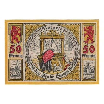 Banknote, Germany, Lunen Stadt, 50 Pfennig, personnage, 1921, 1921-04-12