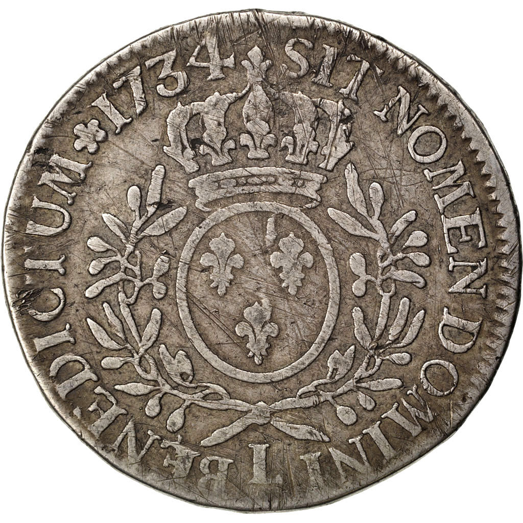 Coin, France, Louis XV, Écu aux branches d'olivier, Ecu, 1734, Bayonne