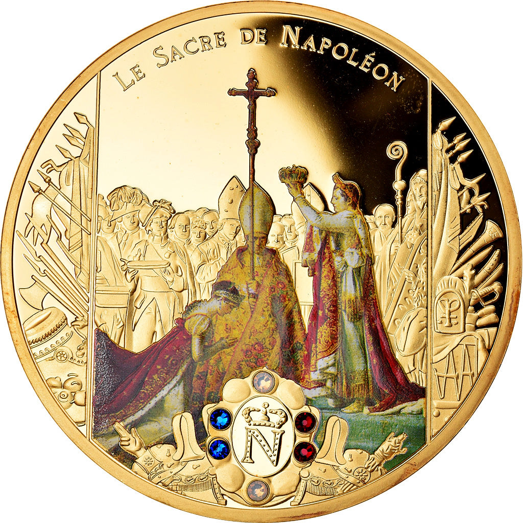 France, Médaille, Le sacre de Napoléon Ier par Pie VII, FDC, Copper Gilt