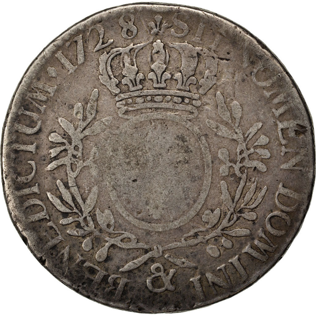 Moneda, Francia, Louis XV, Écu aux branches d'olivier, Ecu, 1728, Aix, BC