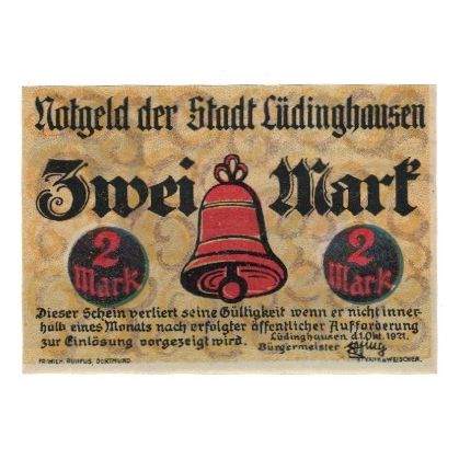 Banknote, Germany, Lüdinghausen Stadt, 2 Mark, personnage, 1921 (1922)