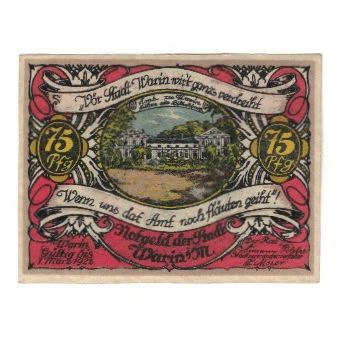 Banknote, Germany, Warin Stadt, 75 Pfennig, valeur faciale 2, 1922, 1922-03-01