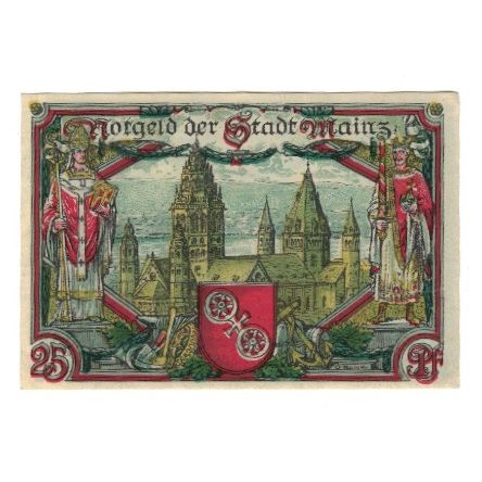 Banknote, Germany, Mainz Stadt, 25 Pfennig, Batiment, 1921, 1921-01-01