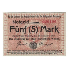 Geldschein, Deutschland, Marienburg Stadt, 5 Mark, N.D, 1918, 1918-11-13, VZ