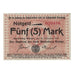 Geldschein, Deutschland, Marienburg Stadt, 5 Mark, N.D, 1918, 1918-11-13, VZ