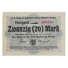 Banknot, Niemcy, Marienburg Stadt, 20 Mark, N.D, 1918, 1918-11-13, AU(55-58)