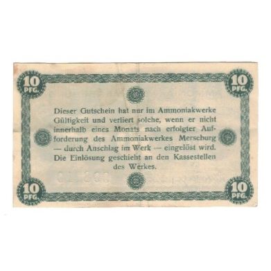 Banknote, Germany, Merseburg, Leuna-Werke, 10 Pfennig, Texte, AU(55-58)