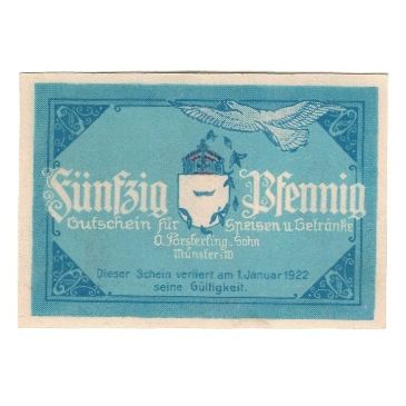 Banknote, Germany, Münster O. Försterling und Sohn, Hotel und Kaffee