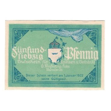 Banknote, Germany, Münster O. Försterling und Sohn, Hotel und Kaffee