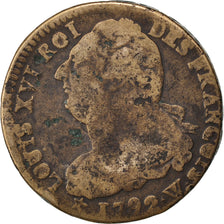FRANCE, 2 sols françois, 2 Sols, 1792, Lille, KM #603.16, VF(20-25), Bronze, G..