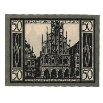 Banknote, Germany, Münster Stadt, 50 Pfennig, Batiment, 1921, 1921-08-01